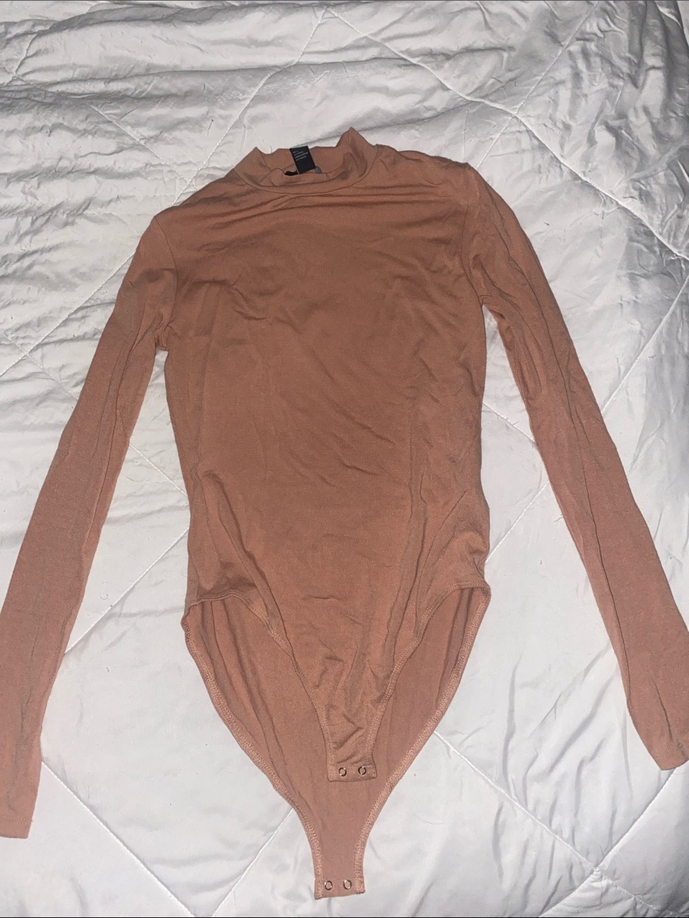 Forever 21 Neutral Long Sleeve Snap-Button Bodysuit